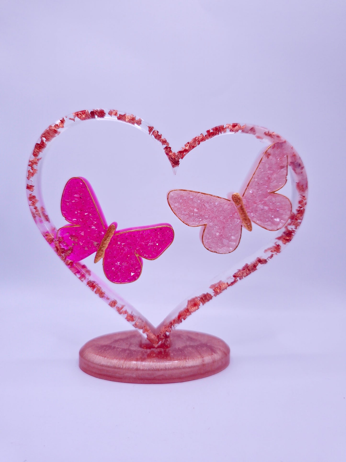 Coeur avec papillons effet diamant