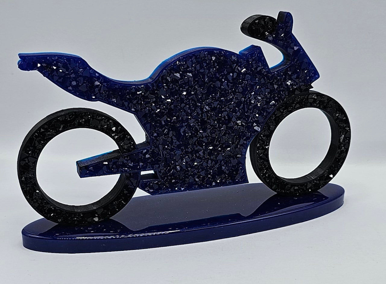 Moto sportive effet diamant