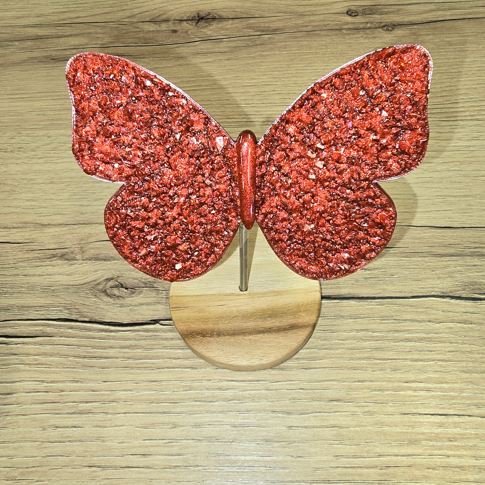 Papillon effet diamants en resine epoxy