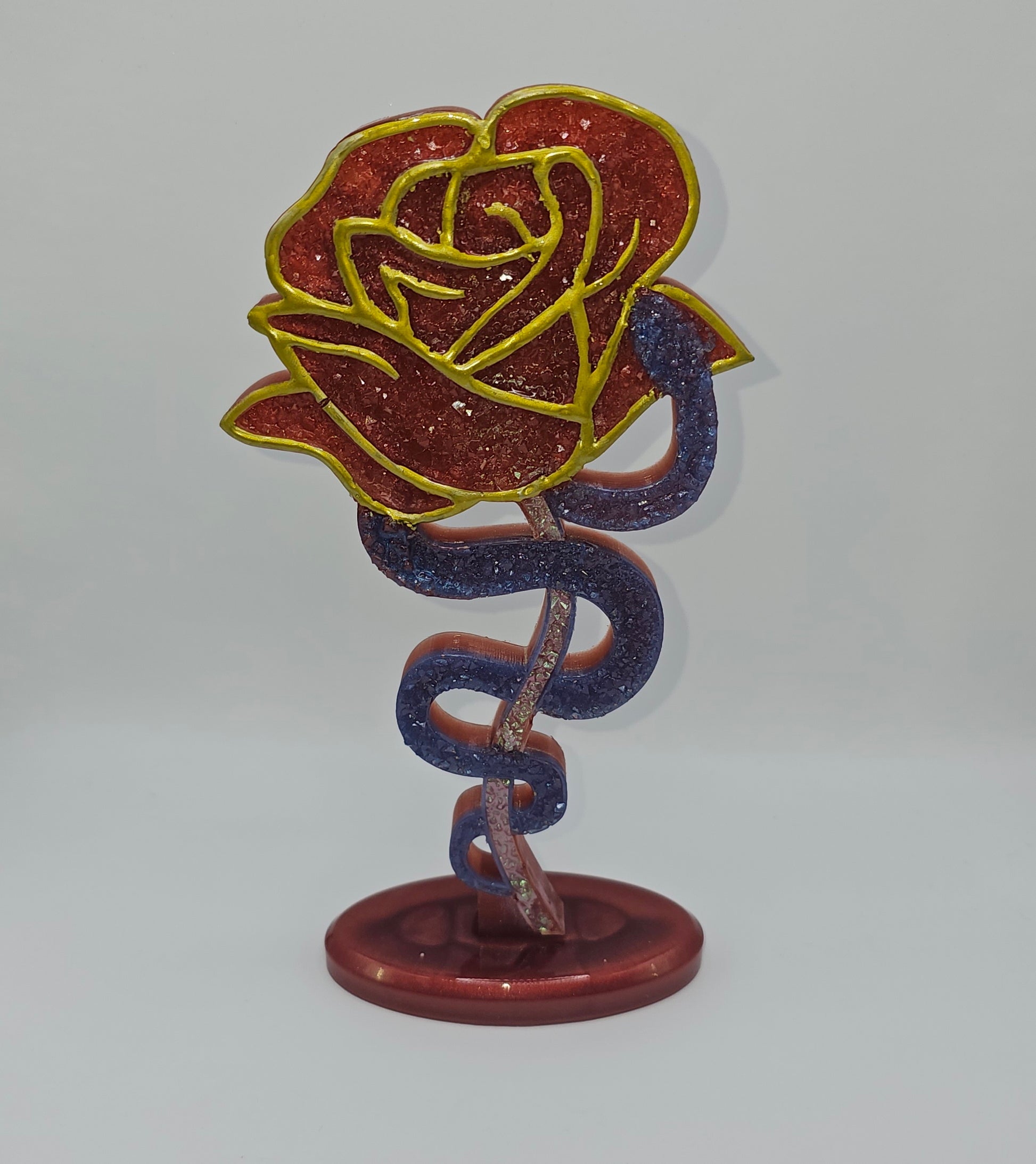Rose avec serpent en effet diamant 